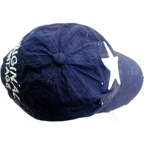 Original Vintage Blue Baseball Cap Embroidered White Star Adjustable Distressed - Picture 8 of 12